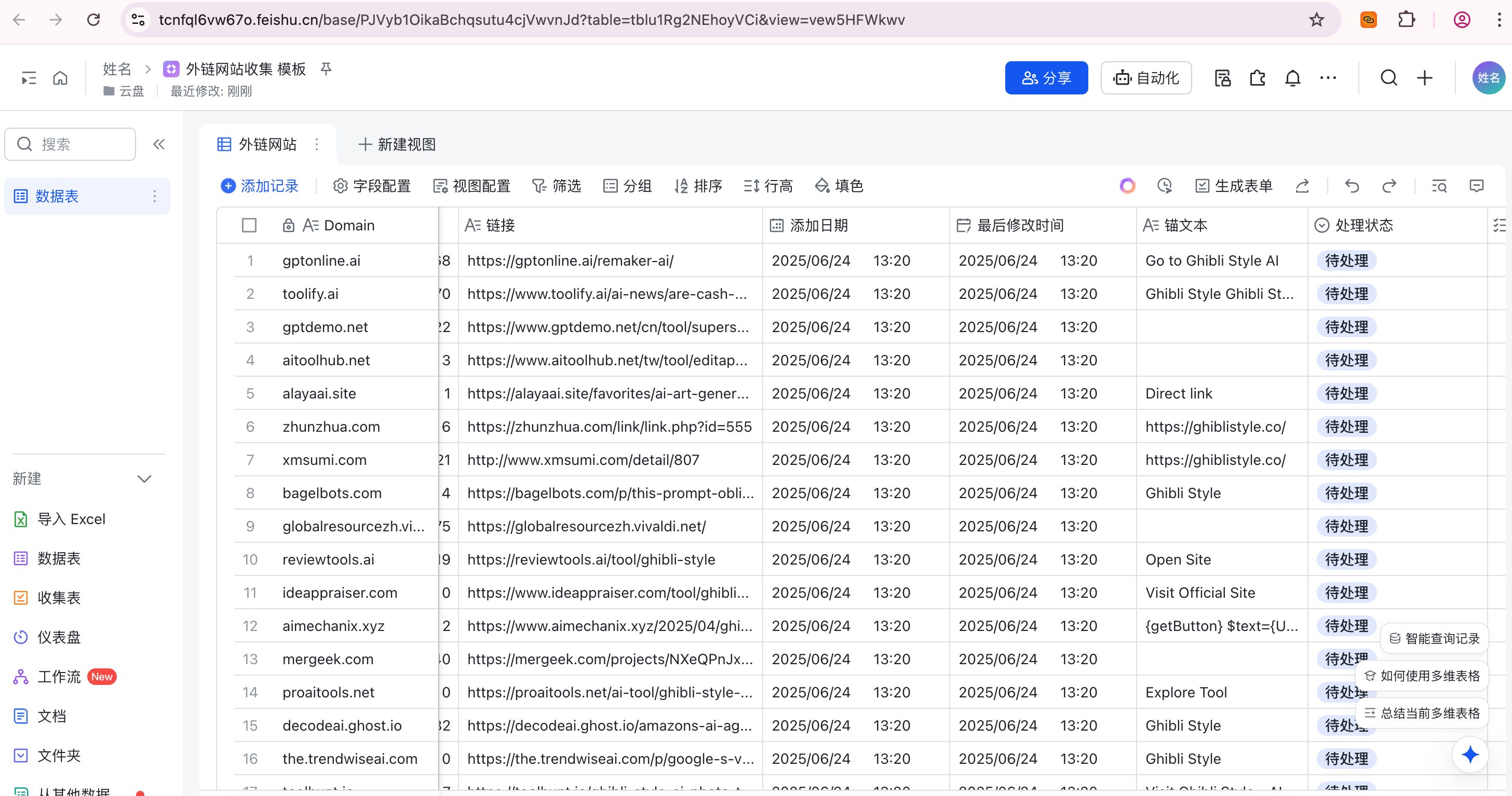 数据导入结果
